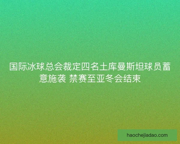 国际冰球总会裁定四名土库曼斯坦球员蓄意施袭 禁赛至亚冬会结束